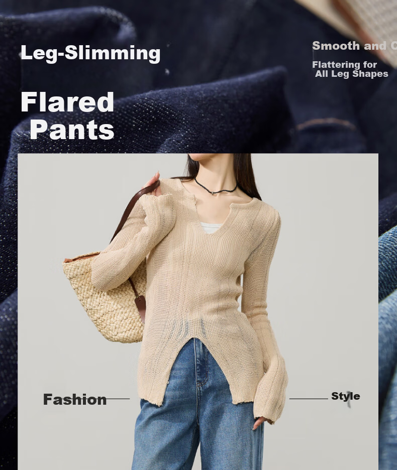 ESE-Y Lyocell Cotton Tube Flared Jeans for Women 2026 Spring New High Waist Straight Wide Leg Flare Pants Denim Blue 29 1