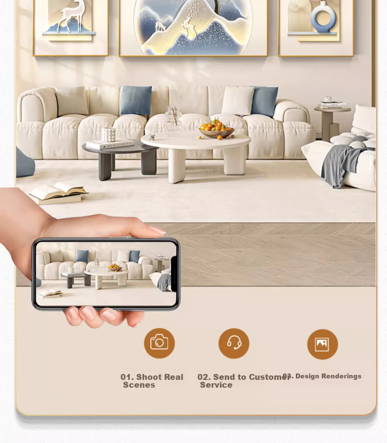 Mao Jiu Jiang Cream Style Furui Continuous Living Room Decorative Painting High-End Sofa Background Wall Hanging Triptych Wall Art 6