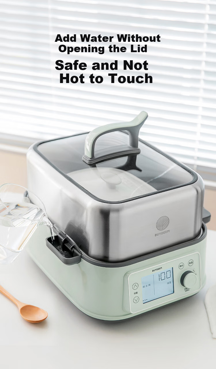 Buydeem G76 Electric Steamer Multi-Functional Large Capacity Stainless Steel Stew Pot No Coating Home Use Small Goose Yellow Single Pot 7