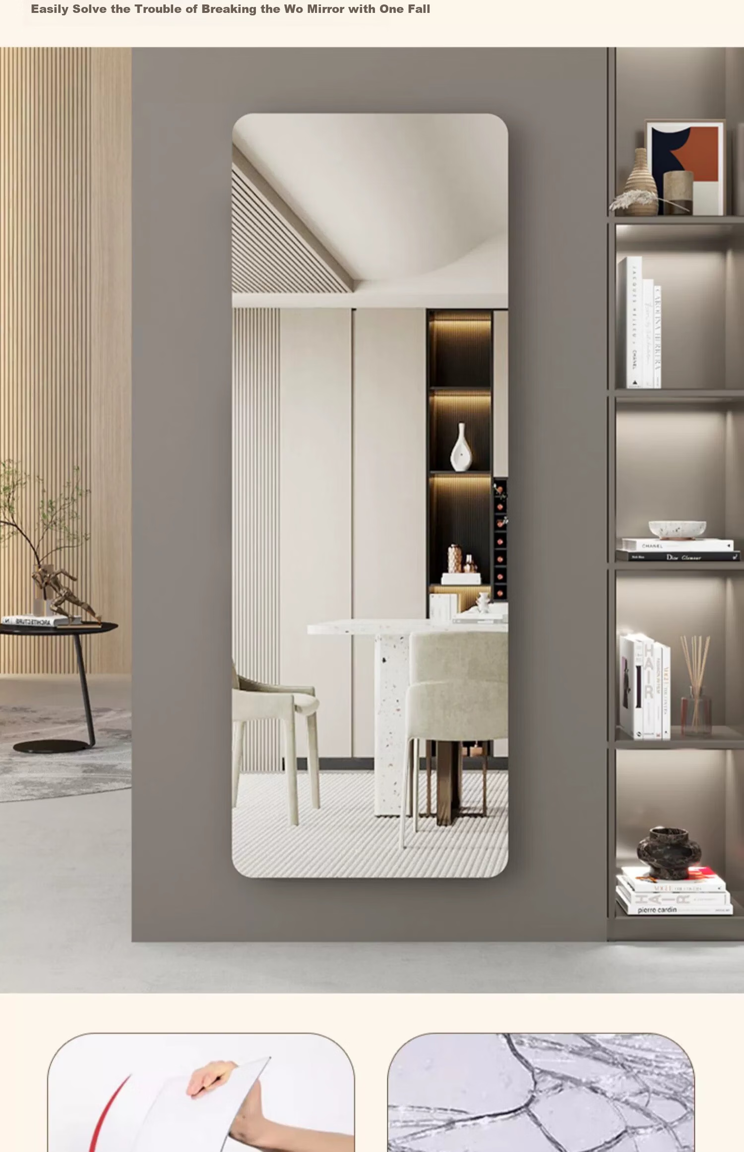 Yimo Acrylic Soft Mirror Wall Sticker Self-Adhesive Full-Length Dressing Mirror No Drilling Home Use HD Mirror 30*120cm 5