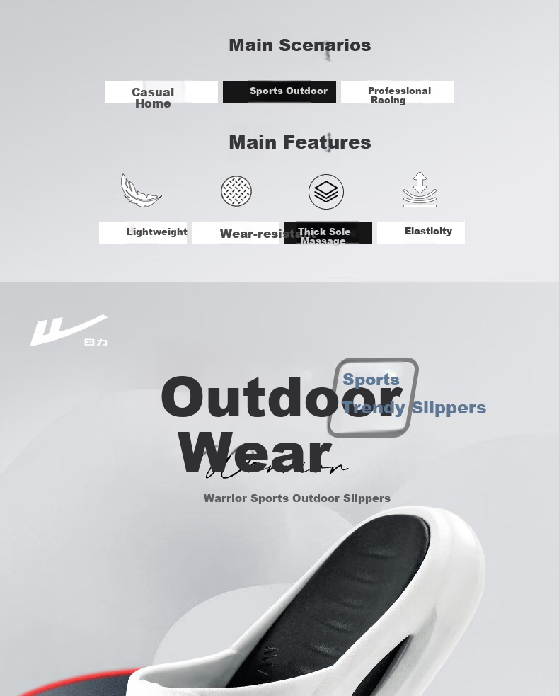 Warrior Official Men's Slippers 2026 Spring Men's Sandals Outdoor Sports Non-Slip Shoes White Blue Size 40-41 1
