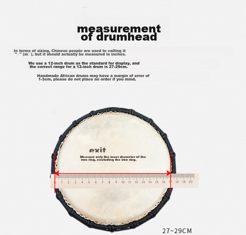 Minsine Standard 10-Inch African Drum, for Adults And Children Beginners to Play, Old Goat Skin Hand Drum Percussion Instrument 11