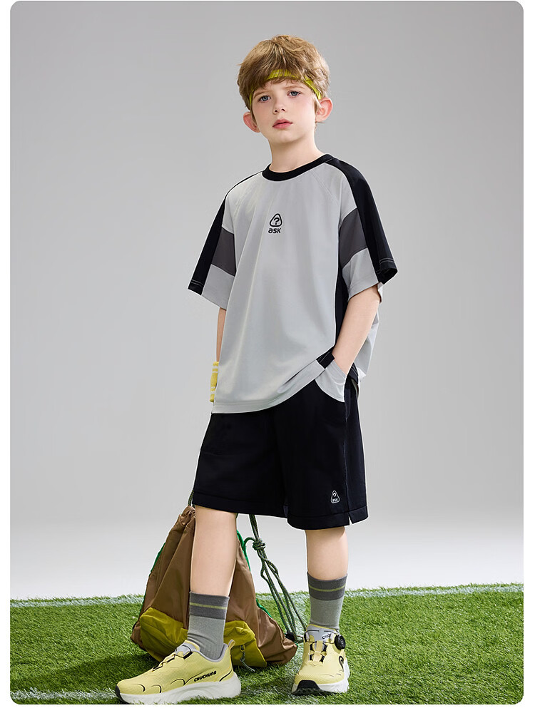 ASK JUNIOR Children's Quick-Dry Set Summer 2026 Boys' Short Sleeve T-Shirt and Sports Shorts Two-Piece Set 15