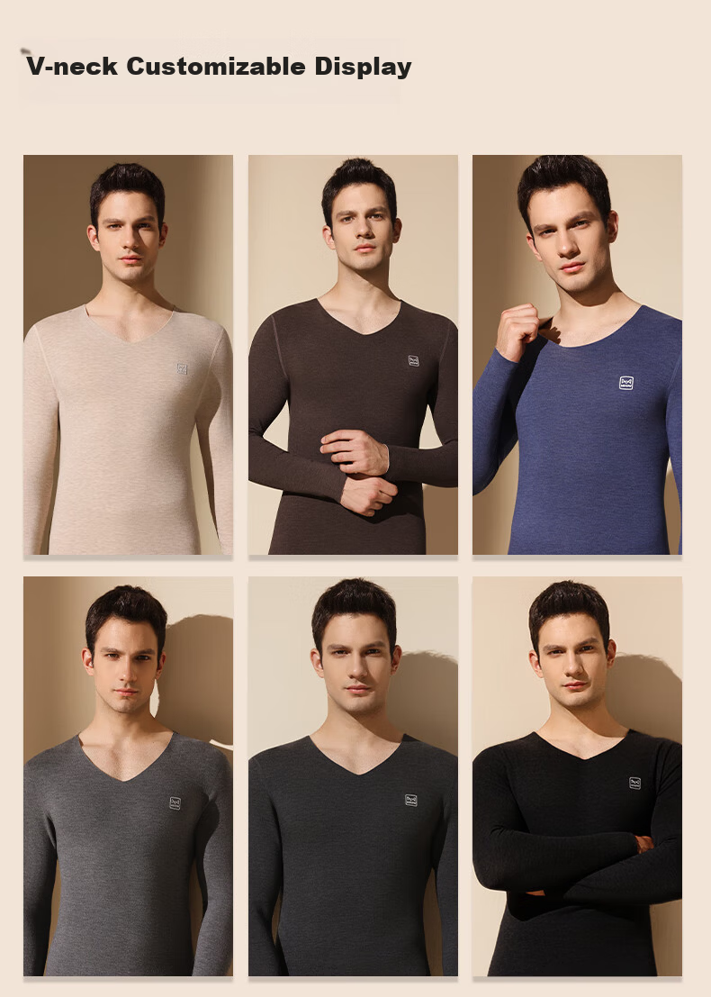 Miiow Men’s 2026 New Thermal Underwear Set Goose Down Tencel Thickened Autumn Base Layer Shirt and Pants with German Velvet Heating 19
