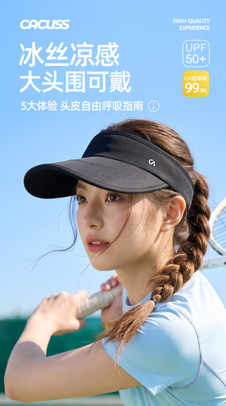 CACUSS Women's Summer Sun Protection Duckbill Cap Ice Silk Open-Top Baseball Cap Men's Outdoor Sports Cycling Sun Hat Black 1