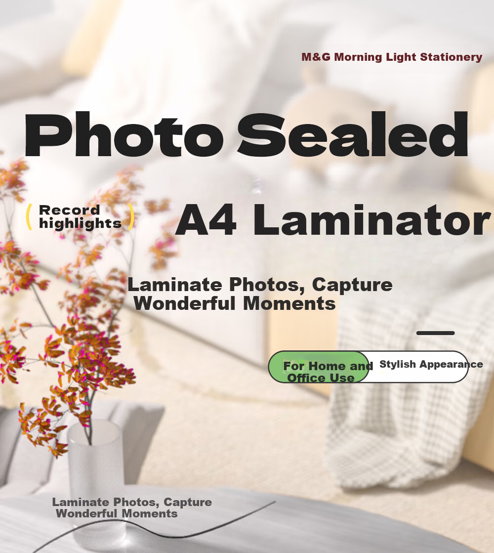M&G A3/A4 Universal Office Home Laminator, Document Photo Laminating Machine, Film Laminator, Fashionable Portable Laminator, White AEQN8921 1