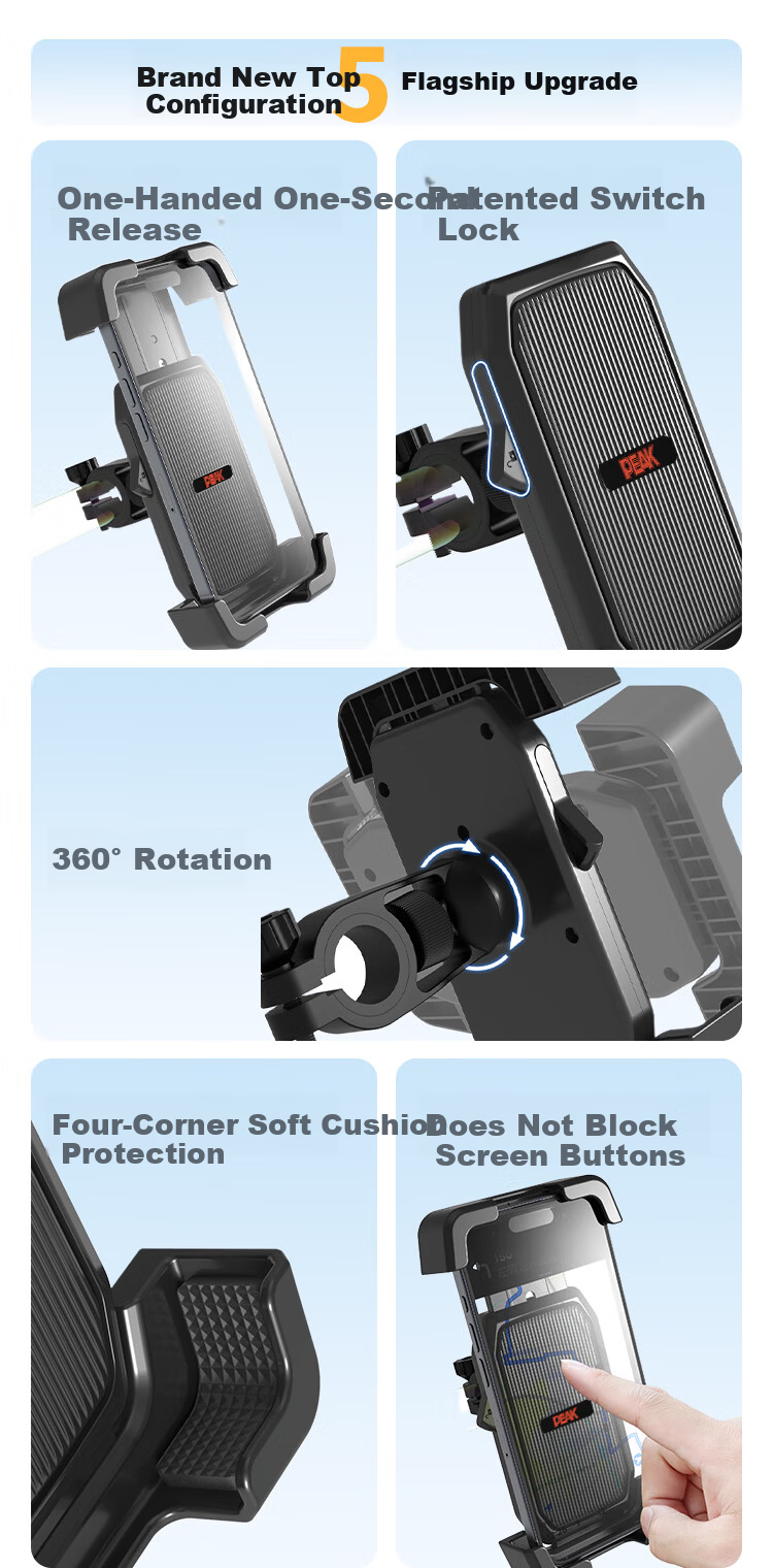 Peak Bicycle Phone Holder Mountain Bike Electric Vehicle Shockproof Anti-Shake Navigation Mount Motorcycle Delivery Rider Special 2