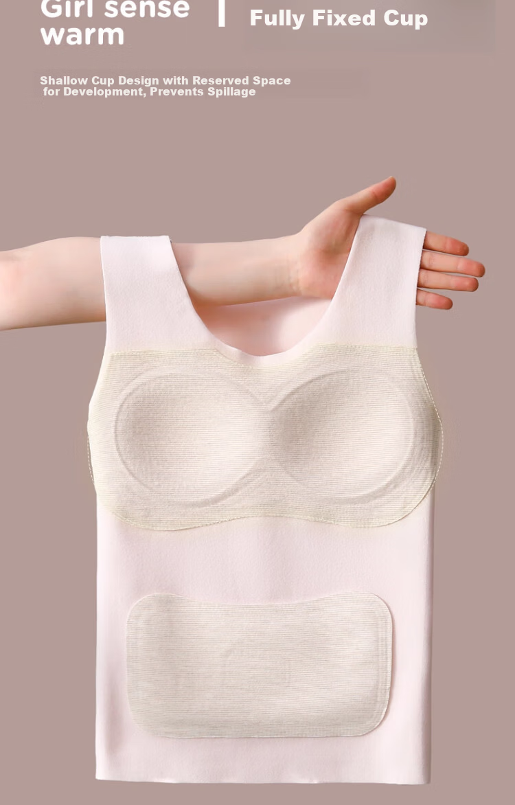 GUJIN Girls' Developmental Warm Vest, Thermal Underwear for Elementary and Middle School Students, Girls' Bra 3-Pack 4