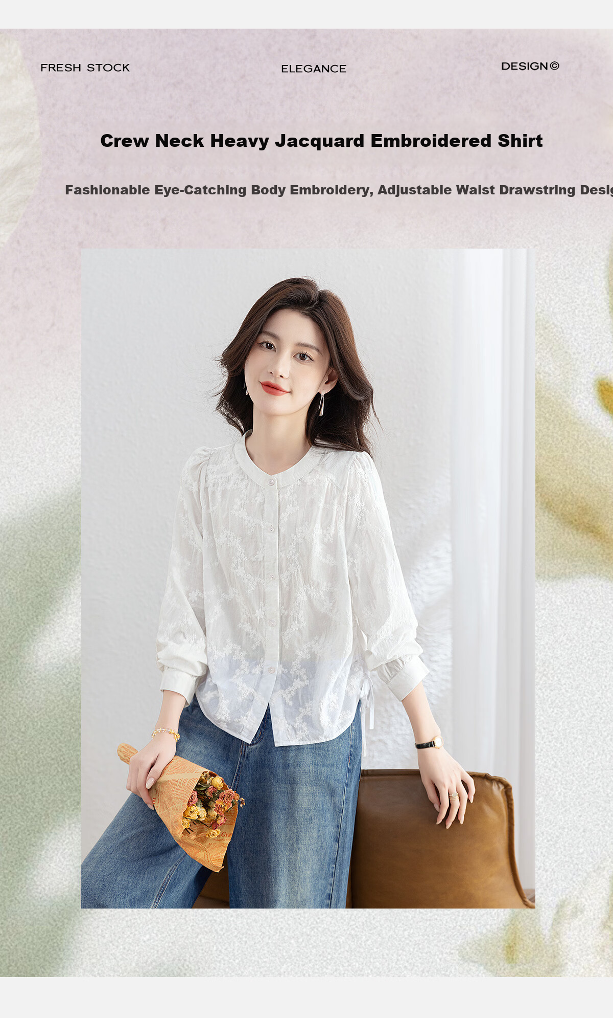 Cypress House Round Neck Elegant Shirt Women 2026 Spring New French Style Long Sleeve Loose Commuter Simple Blouse 3