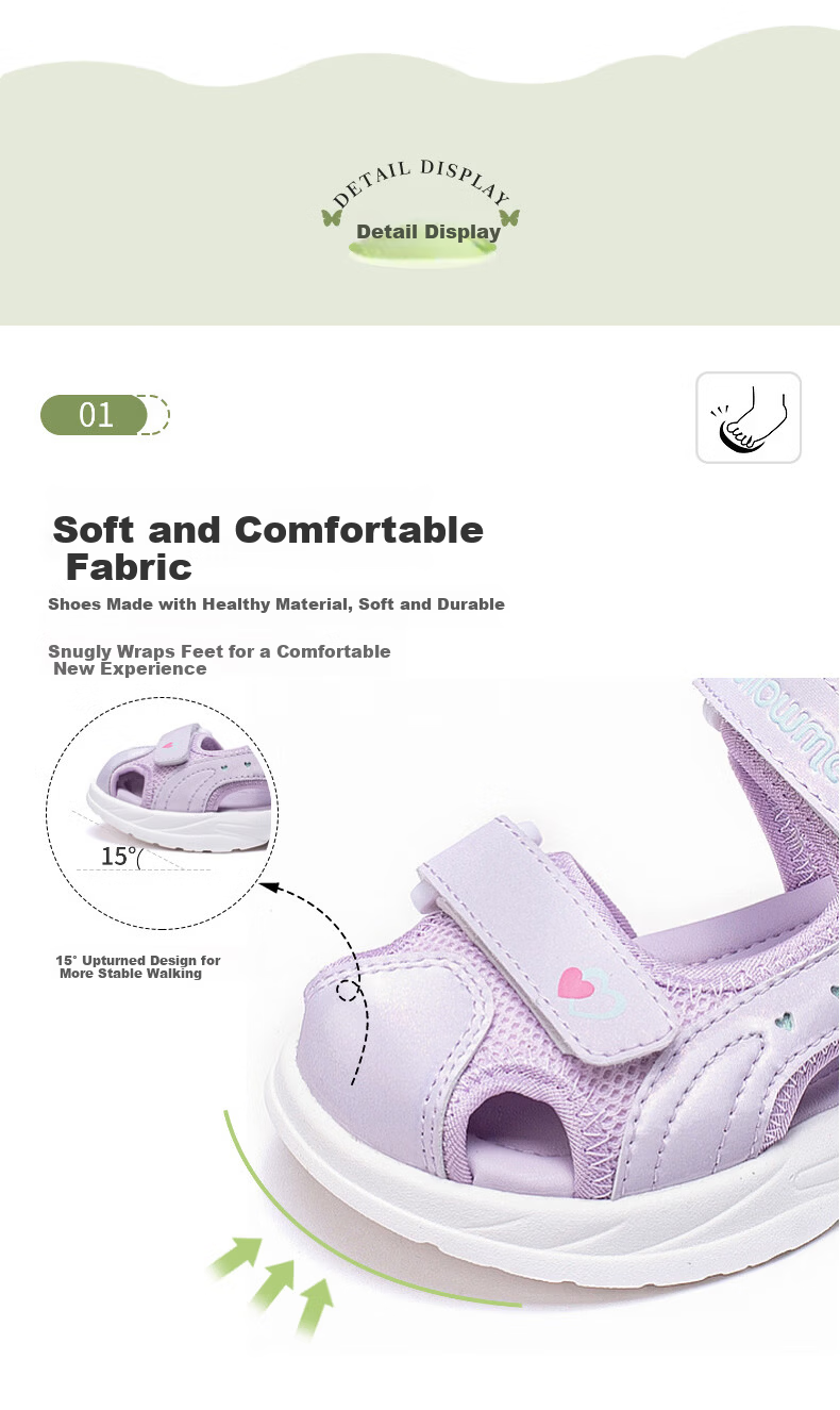 Fulromy Kids Boys and Girls Sandals Children's Beach Shoes Summer Soft Sole Closed Toe Sandals Velcro Sports Casual Shoes Pink Size 36 8