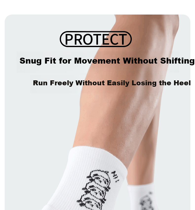 KAWASAKI Thickened Towel Bottom Sweat-Absorbing Sports Mid Socks Panda Series C6372 White/Black 3 Pairs Pack 10