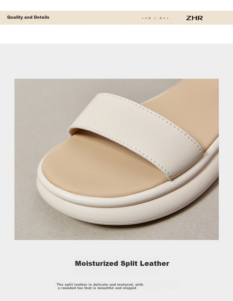 ZHR Women's Summer Sandals 2026 New Thick Sole One-Strap Beach Roman Slippers M561 Apricot Size 35 8
