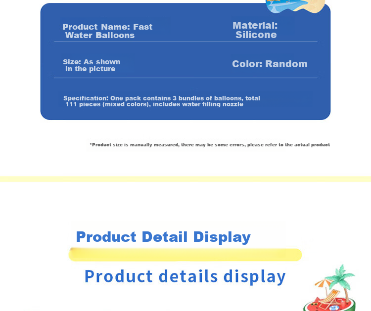 Extreme Space Water Balloons Quick Fill Water Balloons Kids Water Fight Toy Small Water Bullets Pool Party Fun Props 111 Pieces 6