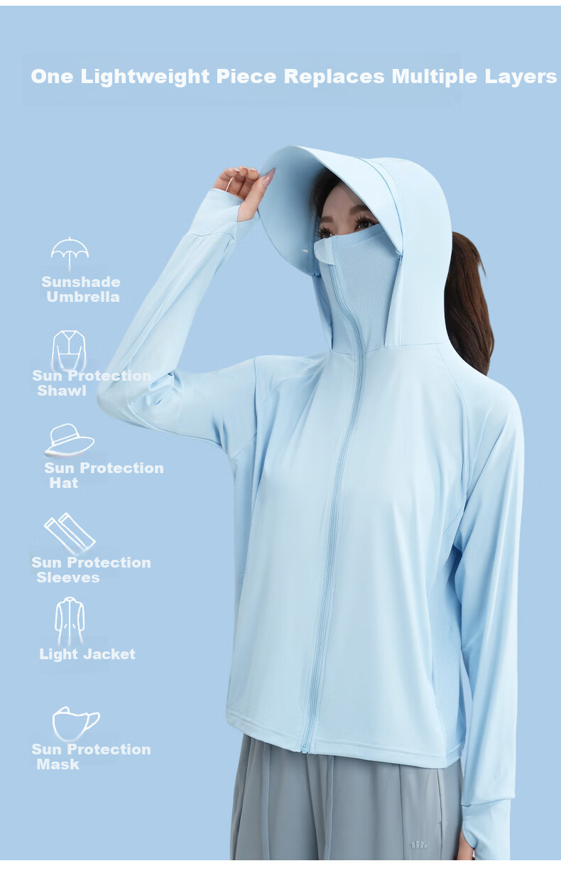 LangSha Women's Sunscreen Jacket Spring Summer Ice Silk Cooling UV Protection Breathable Comfortable Outdoor Skin Jacket 543 11