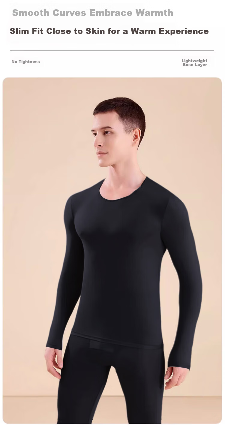 Caiyue Men's Ultra-Thin Seamless Base Layer High Elasticity 10A Antibacterial Infrared Heating Hyaluronic Acid Thermal Underwear Set 8