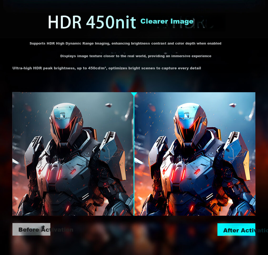 ThundeRobot Black Warrior 23.8-inch 2K 260Hz Gaming Monitor Upgraded Fast IPS Low Blue Light HDR 500nit High Brightness JQ24F260 4