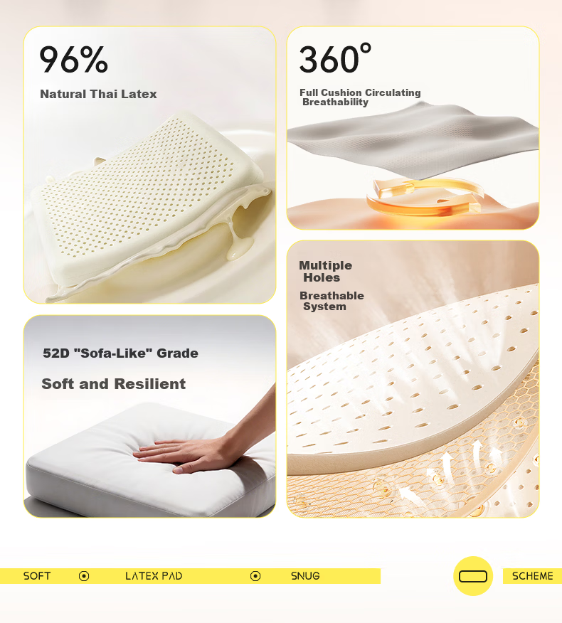 Zhiguozhe [96% Natural Latex | Imported from Thailand] Cushion Long Sitting Essential Pain-Free Office Chair Thickened Seat Pad 12