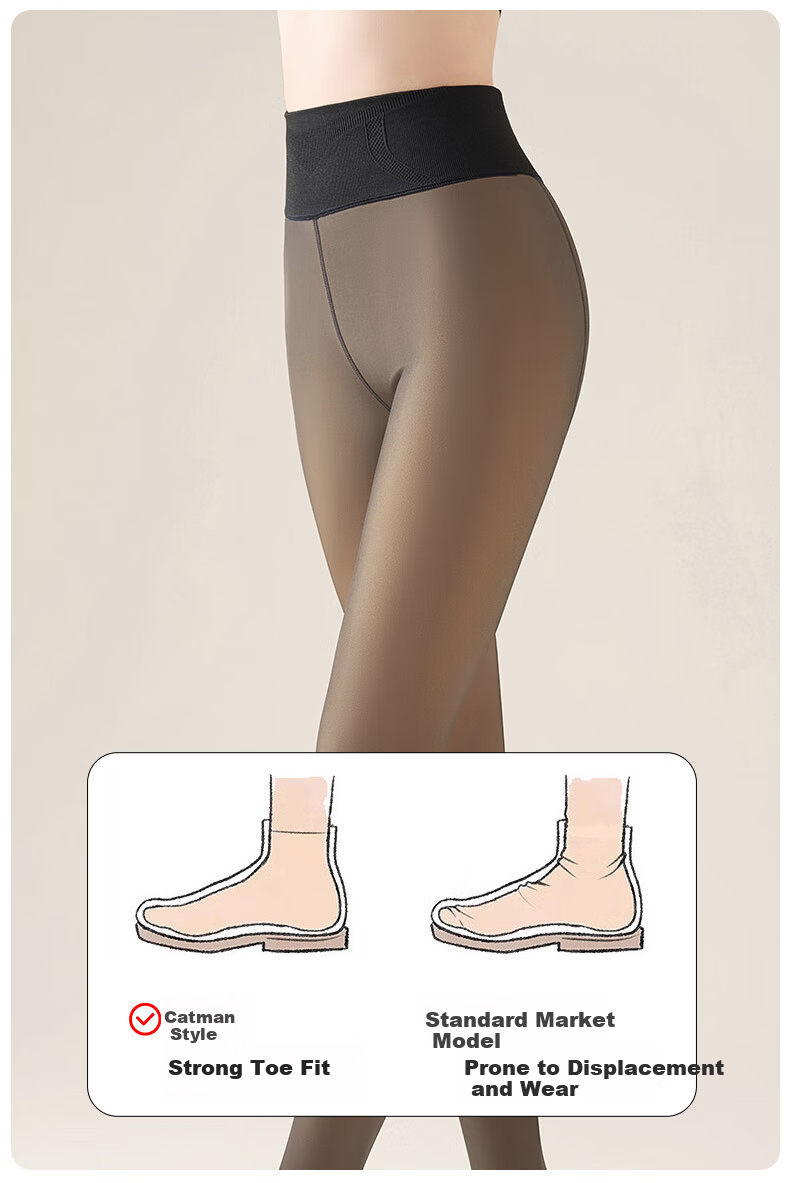 MiiOW Black Sheer Skin-Like Leggings for Women, Fleece-Lined Thickened Warm Tights, Black Pantyhose for Outdoor Wear 15