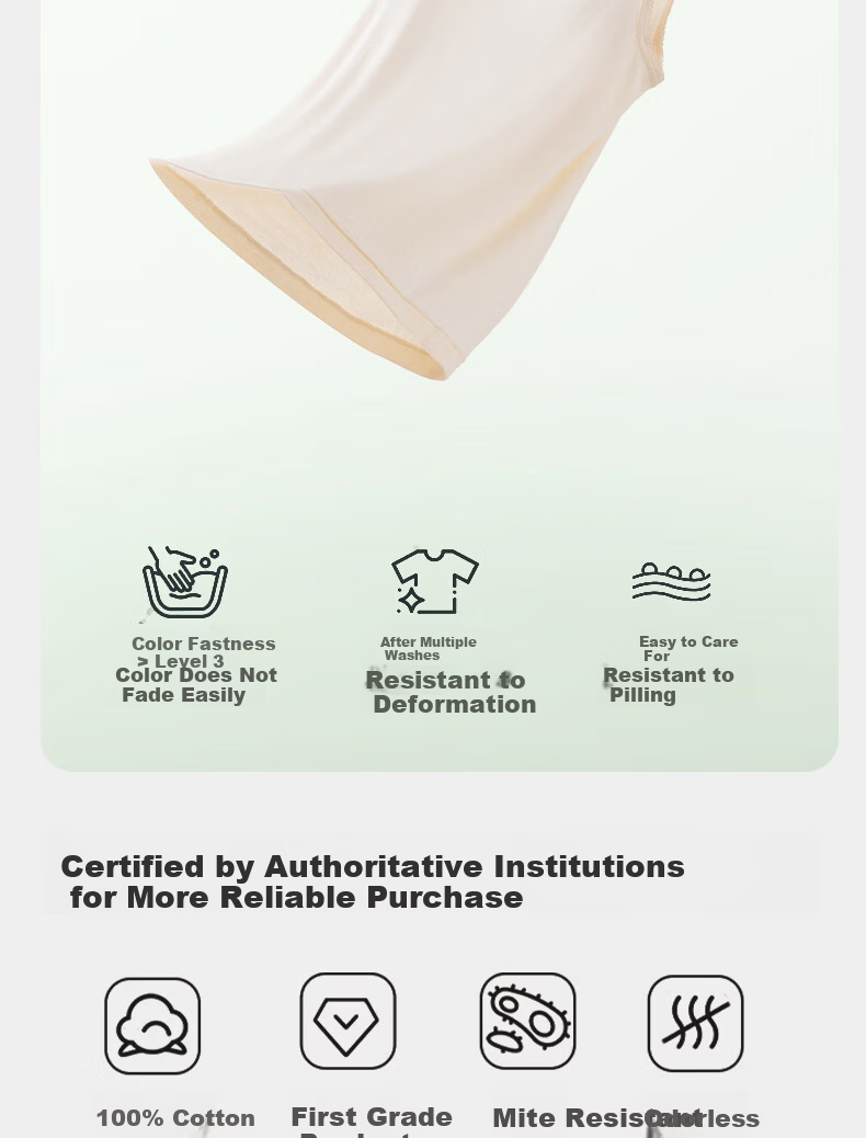 Yiershuang Women's Vest Tank Top 100% Cotton A-Class Baby Grade Antibacterial Sleeveless Shirt All-Season Basic Layer 10