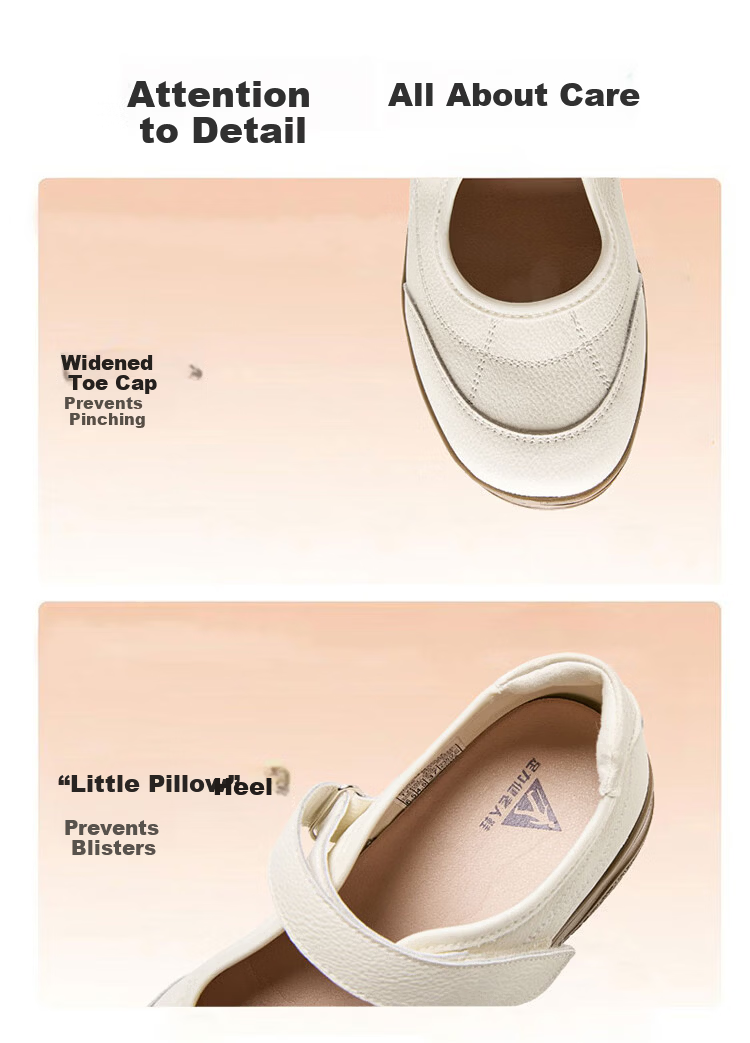 Zulijian Elderly Shoes Spring Summer Women's Leather Soft Sole Loafers Slip-On Single Strap Non-Slip Mom Shoes Nurse Shoes 11