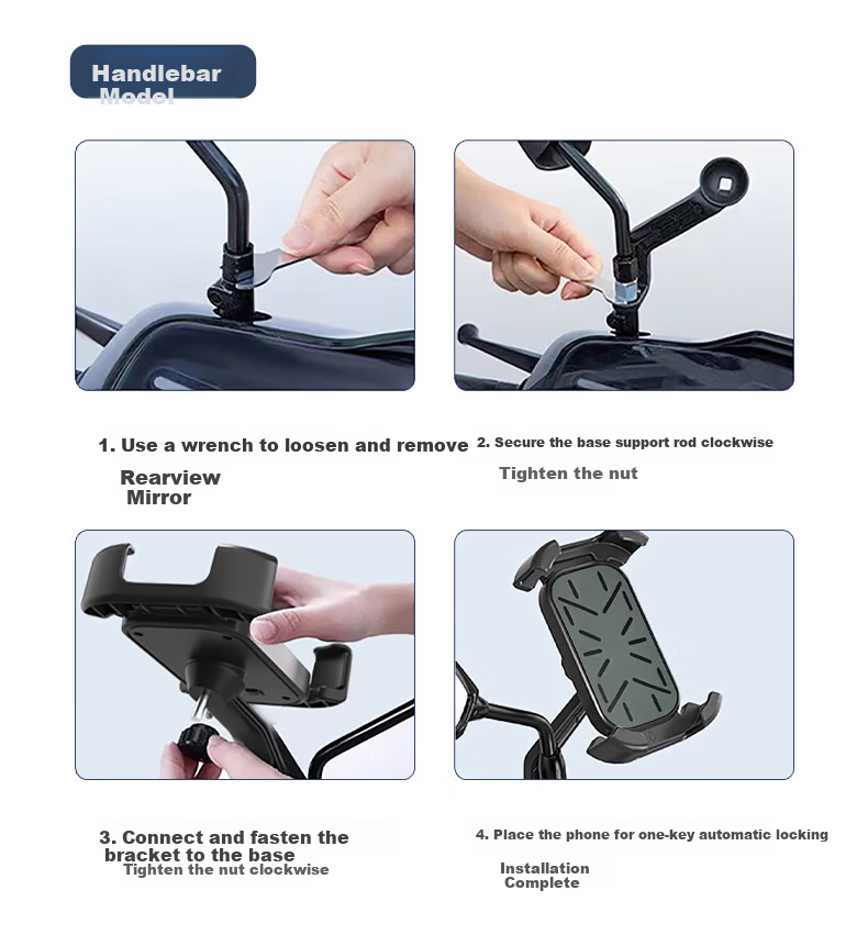 Peak Electric Vehicle Phone Holder Bicycle Motorcycle Express Quick Lock Mount Road Cycling Gear Rearview Mirror Style 16