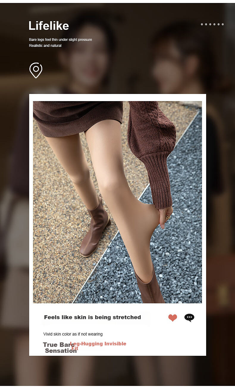 Langsha Sheer Leggings Women's Spring Autumn Thin Fleece Double-Layer Cuttable Nude Tights Pantyhose 5