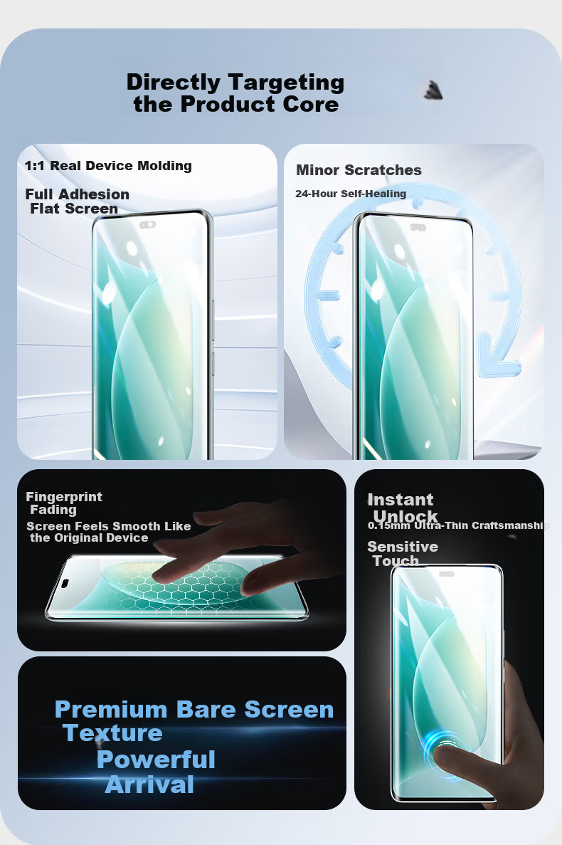 Langling [2-Pack Ultrasonic Unlock] Screen Protector for Honor 300Pro/300 Ultra, Non-Tempered Full Coverage Hydrogel Film, HD Anti-Drop Front Film 3