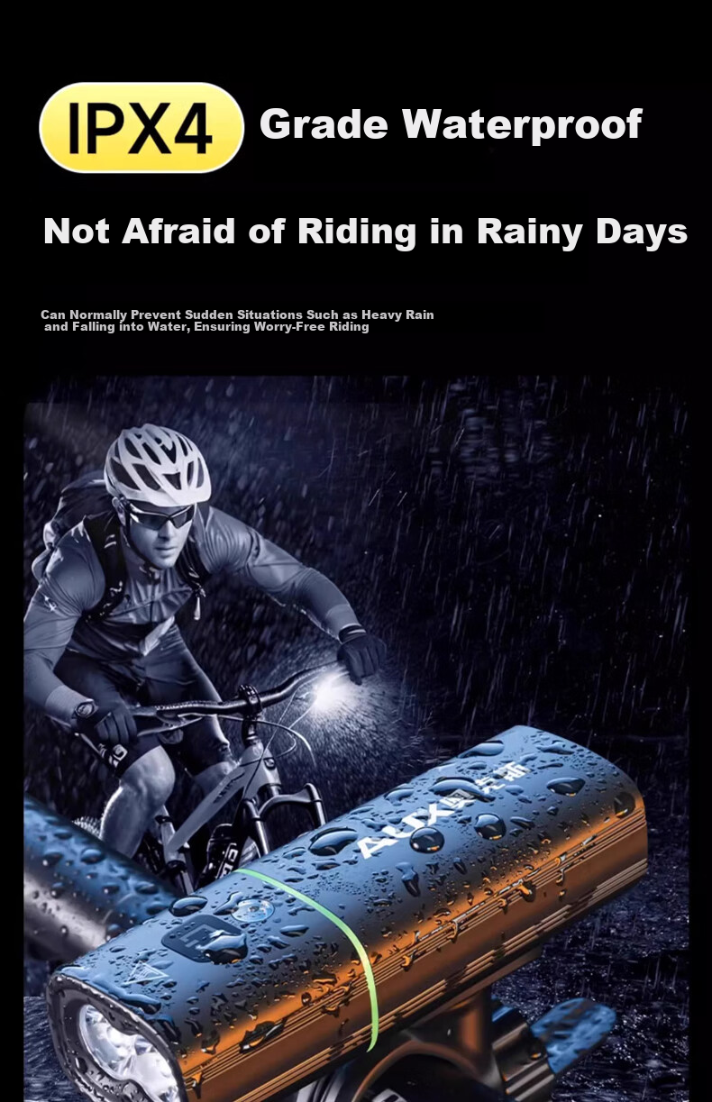 AUX Bicycle Night Riding Front Light Rechargeable Nighttime Mountain Road High Brightness Flashlight Cycling Equipment Super Bright 18