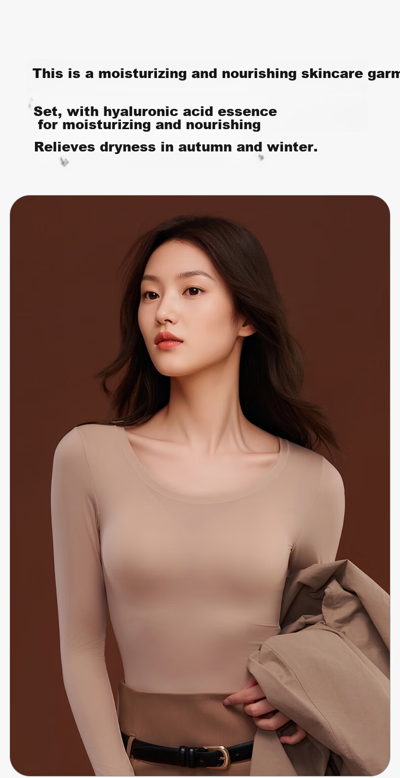 Herbal Original Skin Women's Thermal Underwear Set Autumn Top and Bottom Hyaluronic Acid Ultra-Thin Invisible Seamless Skin Care Shirt 6