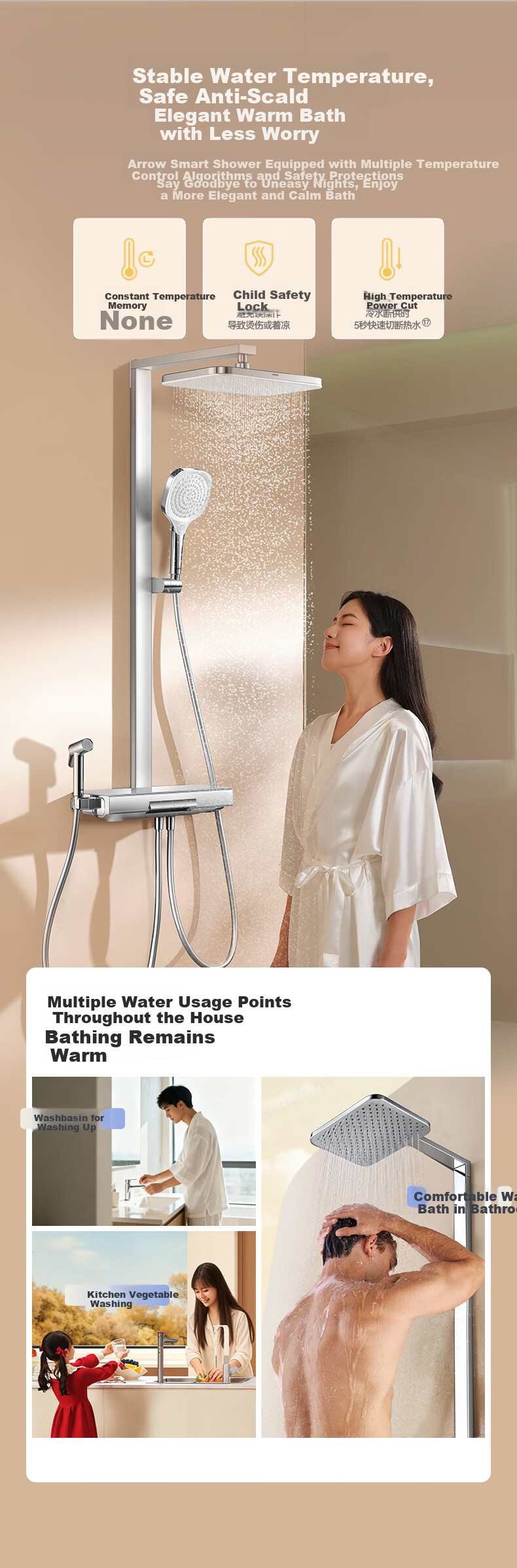ARROW HarmonyOS Smart Thermostatic Shower Head HM-S01ZCP-GGW 10
