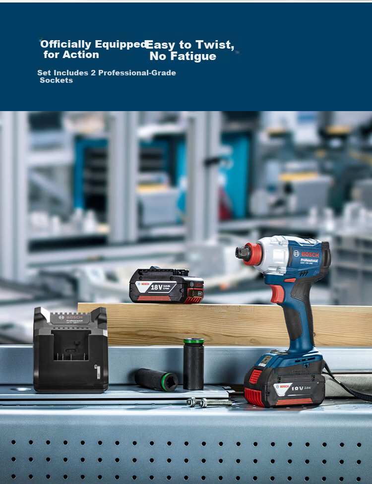 BOSCH Impact Wrench, Electric Air Gun for Installation And Maintenance, 18V Lithium Battery, 350 N·m, GDS18V-350, 4.0Ah Battery *2 3