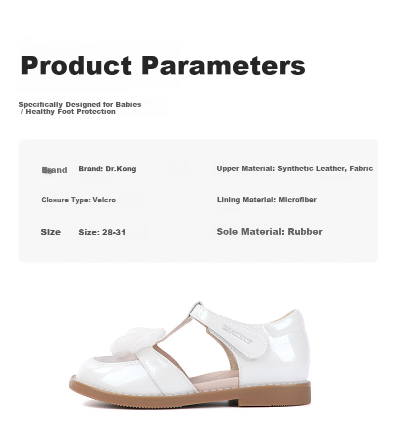 DR·KONG Full Contact Summer Breathable Princess Sandals for Girls 2S10A2106AW White Size 30 7