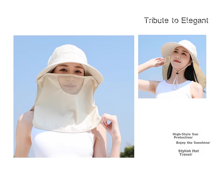 DUSENNA Women's Sun Protection Hat Detachable Neck Cover Outdoor Summer UV Protection Face Shield Hat 5