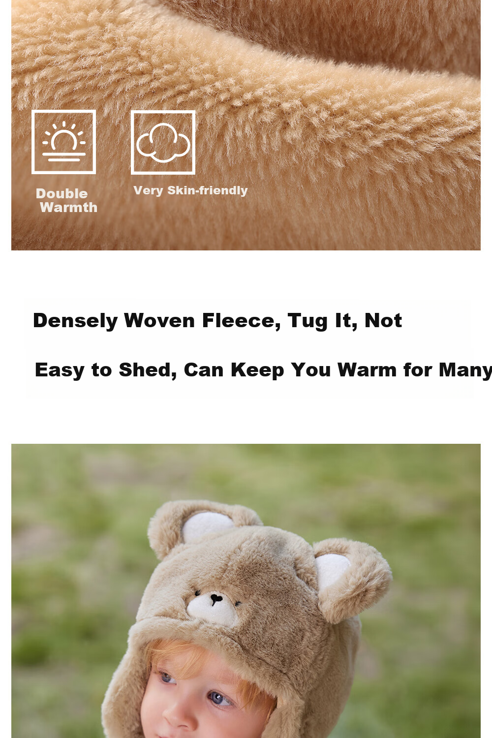 Beitais Baby Hat Autumn Winter Thickened Fleece Ear Protection Windproof Warm Kids Hat Unisex Children's Stylish Cap 7