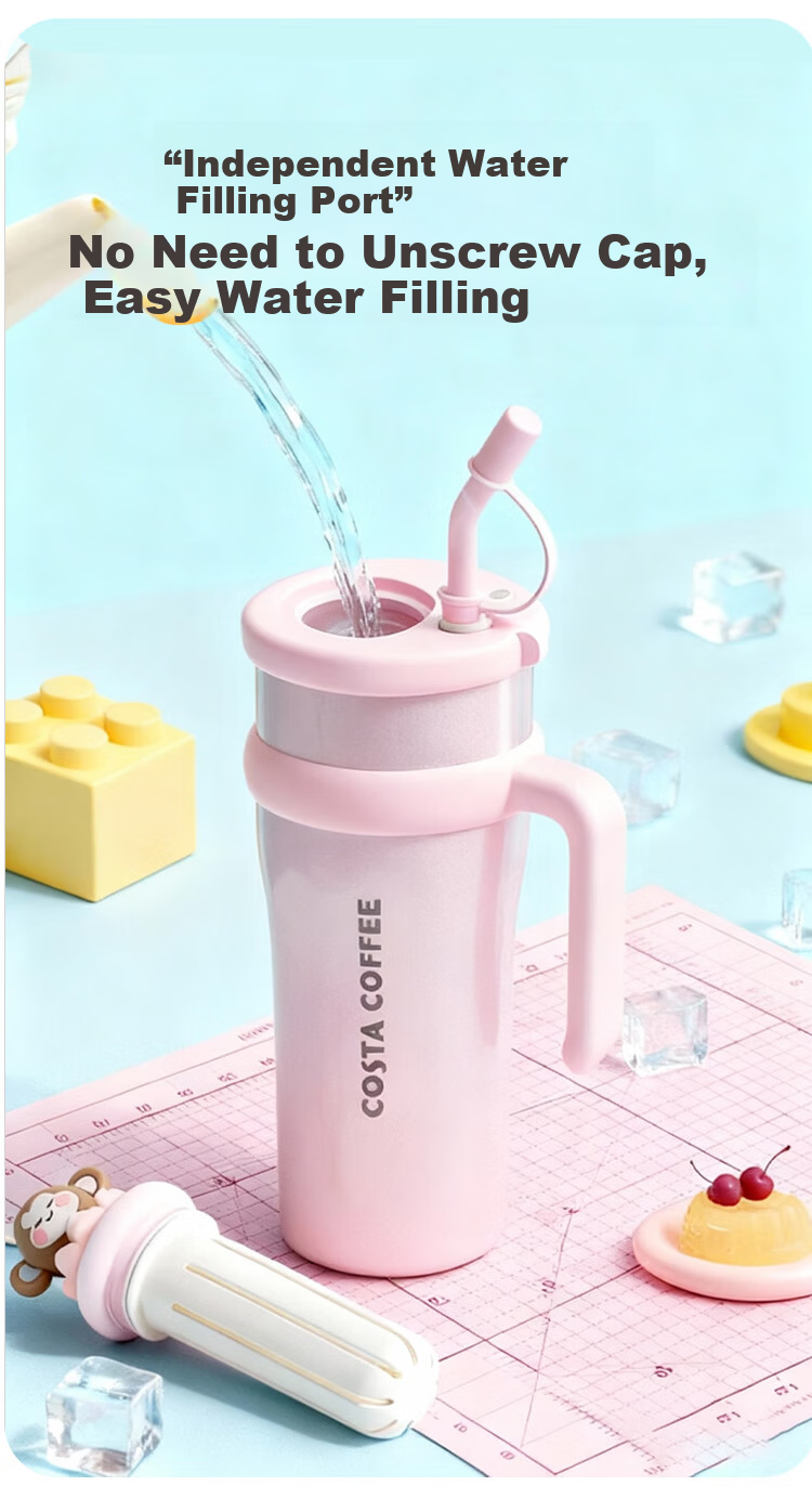 COSTA Jumbo Large Capacity Stainless Steel Insulated Straw Water Bottle for Men and Women Office Student DIY Holiday Gift 3