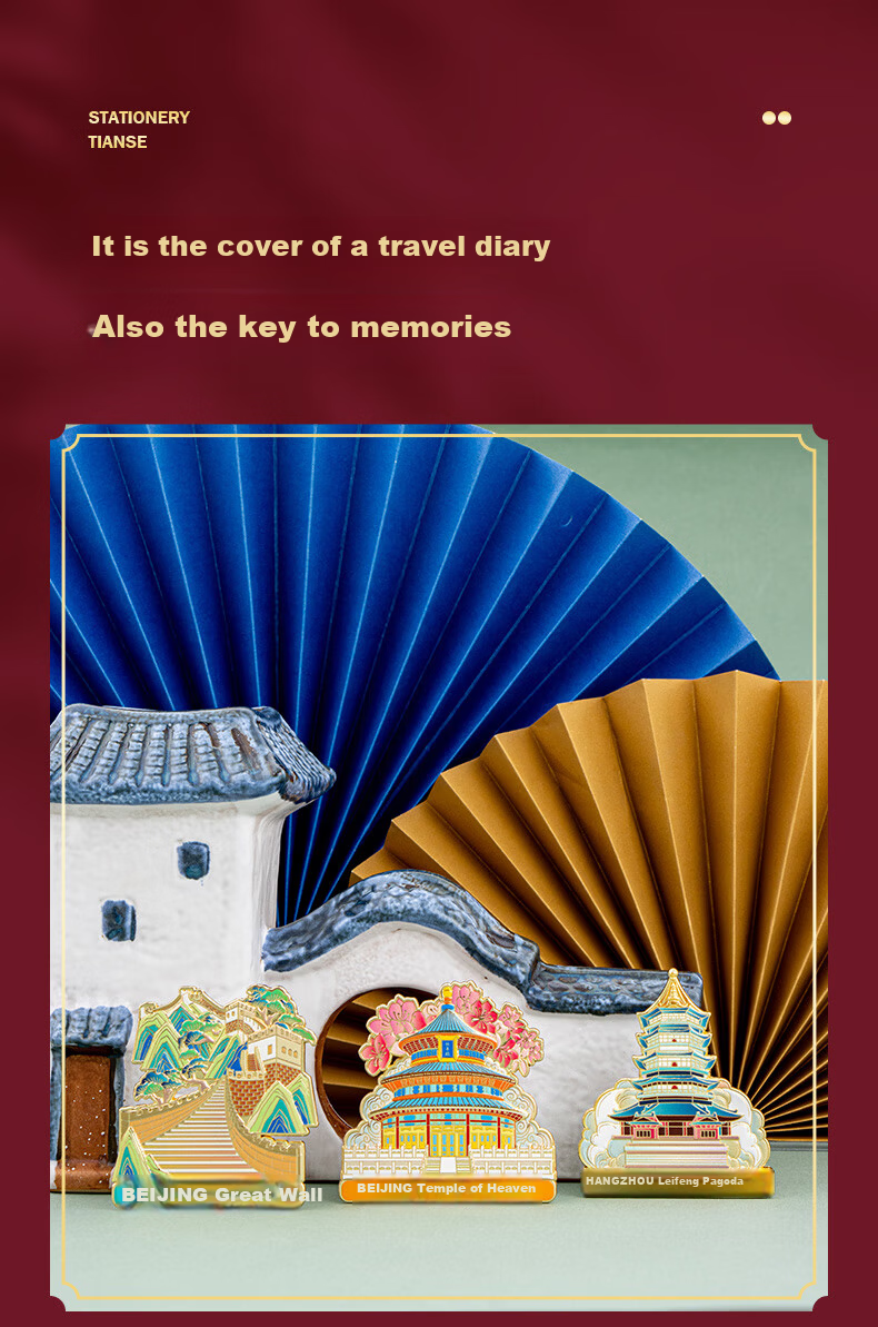 Tianse Beijing Landmark Cultural Creative Relief Metal Refrigerator Magnet Forbidden City Travel Souvenir Chinese Style Gift TS-5973 Beijing Tiananmen 13