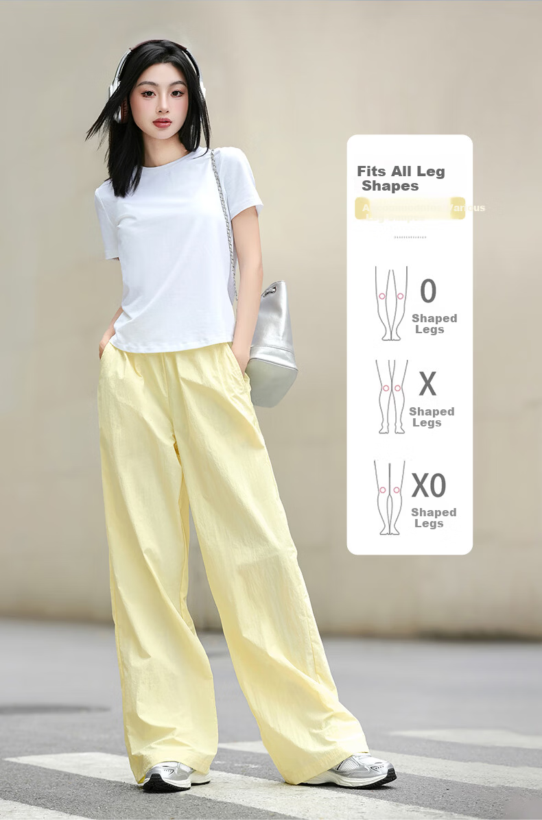 CAMEL Women's Straight Casual Pants Ice Cooling Sun Protection Breathable Sports Pants C16BR0L0083 Cheese Yellow L 9