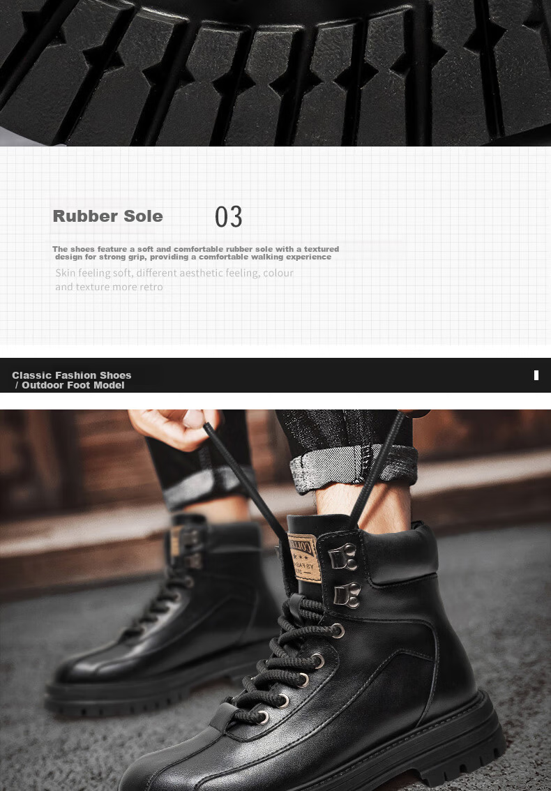 Bull Family Martin Boots Men Autumn Winter New British Style Men's Boots Thick Sole Genuine Leather Work Boots Men 7
