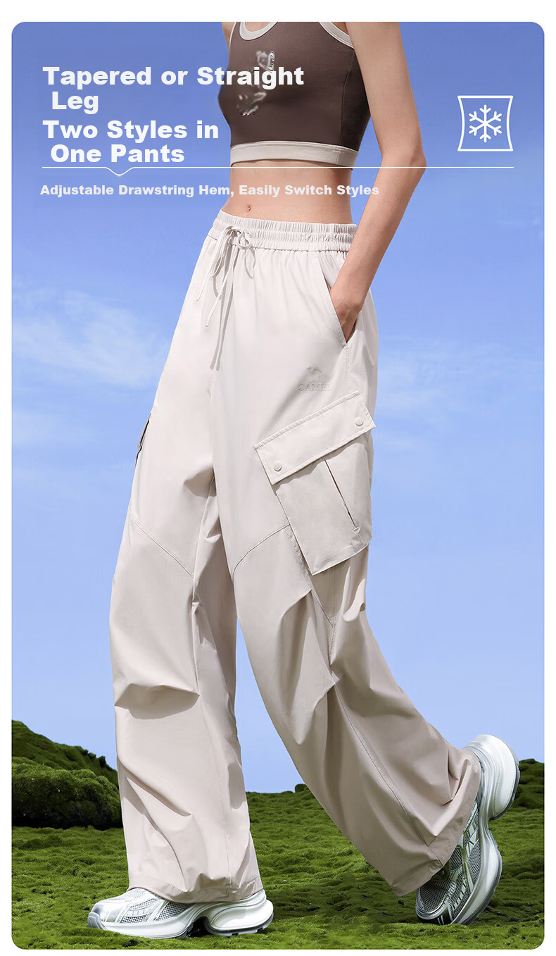 CAMEL Women's Outdoor Sun Protection Work Pants Ice Cooling Breathable Sports Casual Trousers Y26BA4L0016 Cheese Yellow L 8