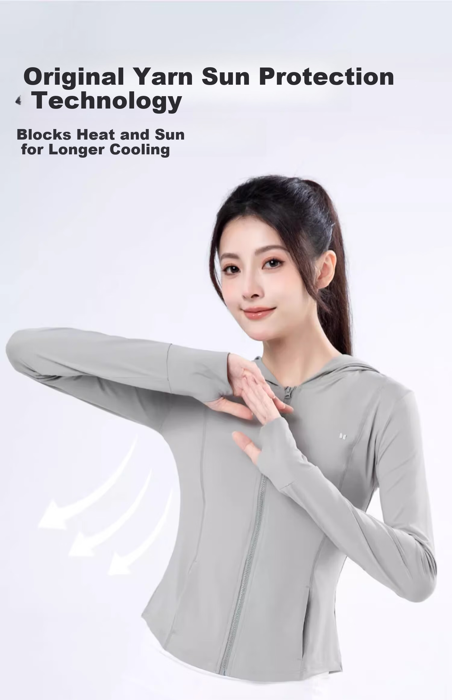 Moxun [Kunling Same Style] Slim Fit Hooded Ice Silk Sun Protection Jacket Ice Titanium Original Yarn Breathable Lightweight Sports Coat 6