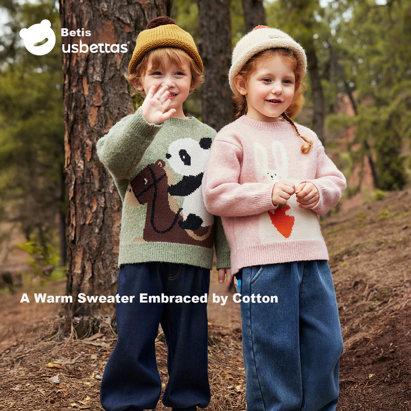 Betis Kids Sweater Knitwear Boys Girls Pure Cotton Warm Cartoon Fun New Spring Autumn Baby Top