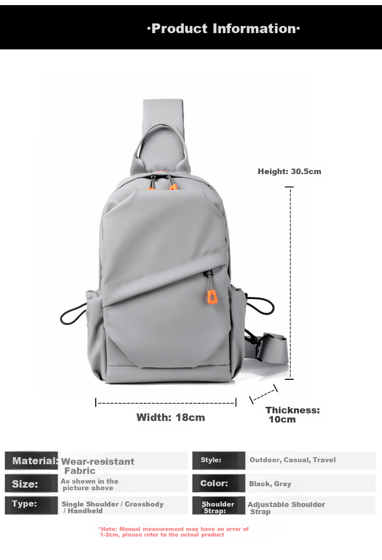 Warrior Men's Crossbody Bag 26L Large Capacity New Shoulder Bag Multifunctional Water-Resistant Small Backpack for Commuting and Outdoor Use 11