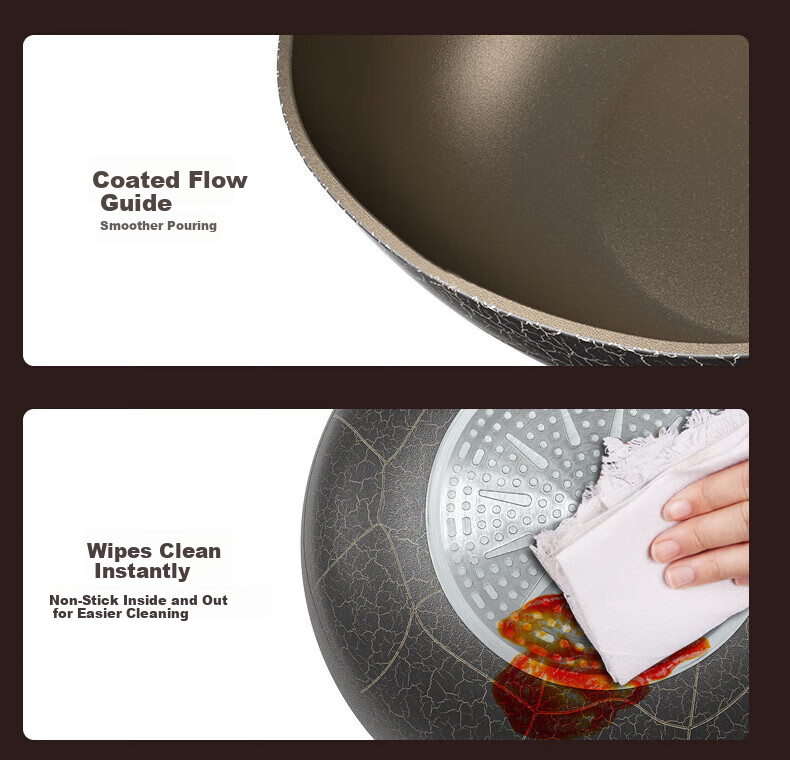 OLODE [Xuanwu Titanium Shield] Non-Stick Frying Pan Household Stir-Fry Pan Titanium Rock Cast Dragon Turtle Pan Compatible with All Stoves Low Oil Smoke 20