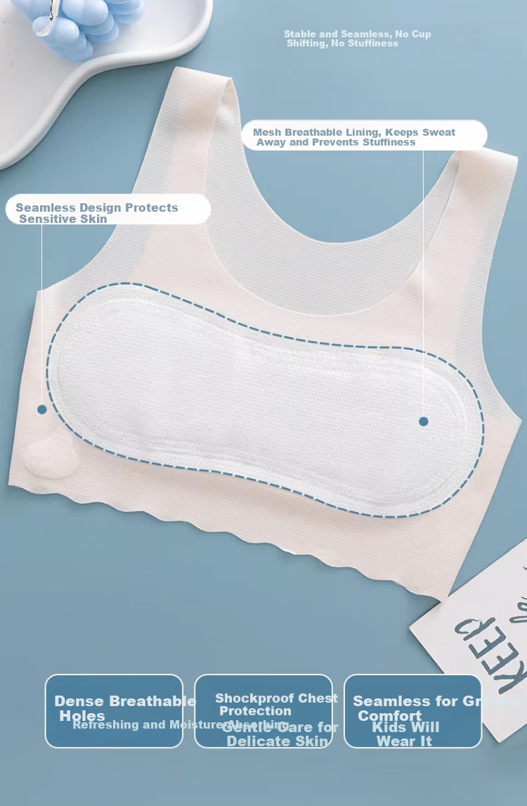 GUJIN Stage One Development Vest Summer Ice Silk Seamless Girls' Underwear Anti-Peek 6-16 Years Old Schoolgirl Children's Innerwear 7