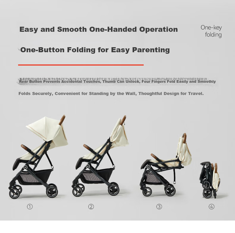 Gb Xiaoqingshu Baby Stroller, Suitable for Ages 0-3, Can Sit And Lie Down, Lightweight And Foldable, Gray Color 7
