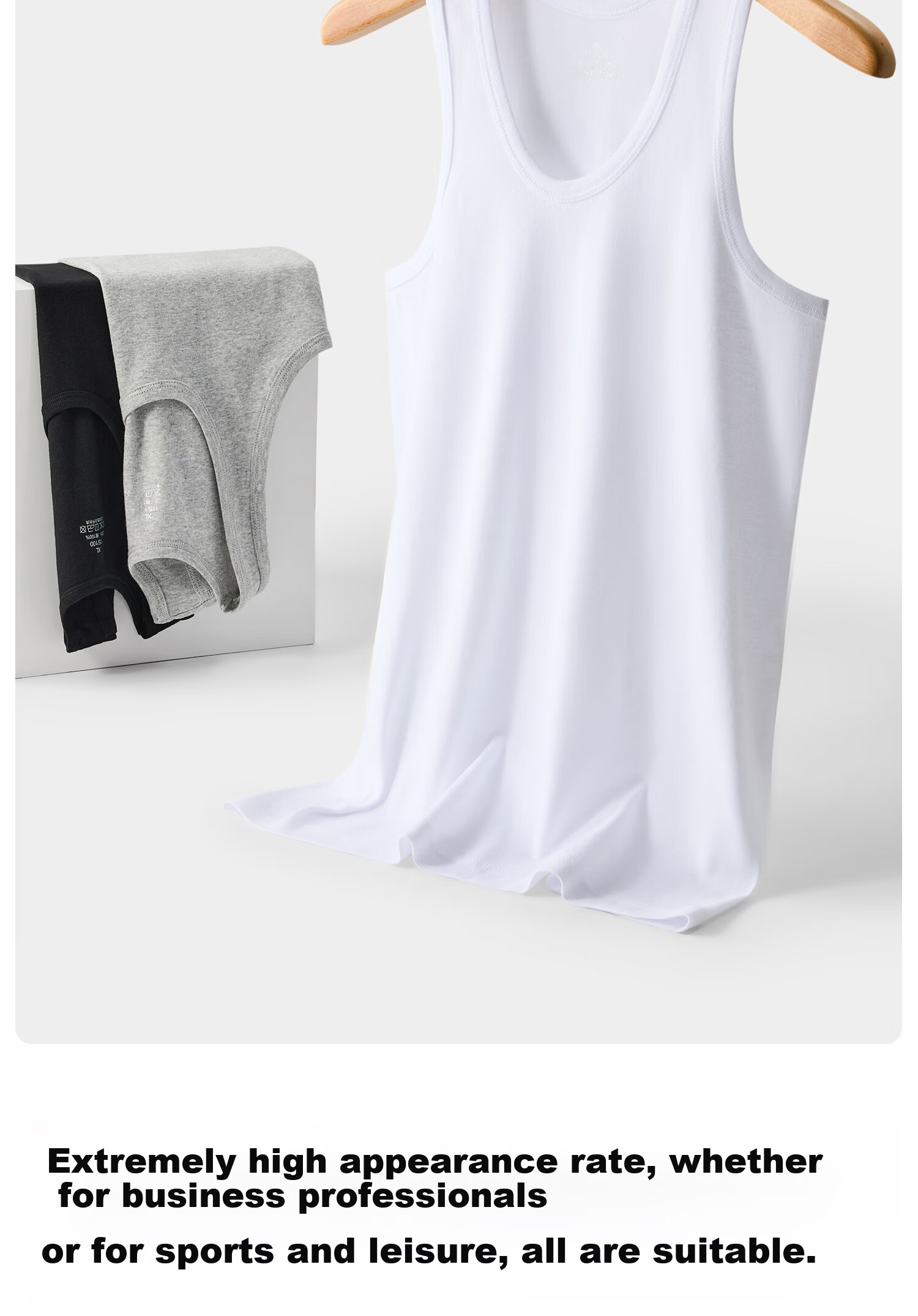 Yalu Pure Cotton Men's Tank Top Racerback Sports Fitness Sweat-Absorbing Breathable Loose Sleeveless Undershirt 9