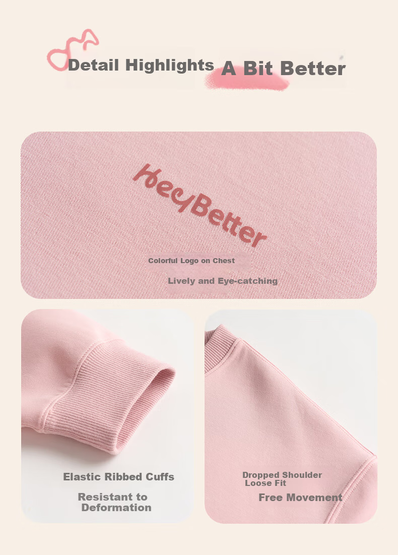 HeyBetter Kids Soft Crewneck Sweatshirt - Rock Tea Pink (Gray Pink) 140 7