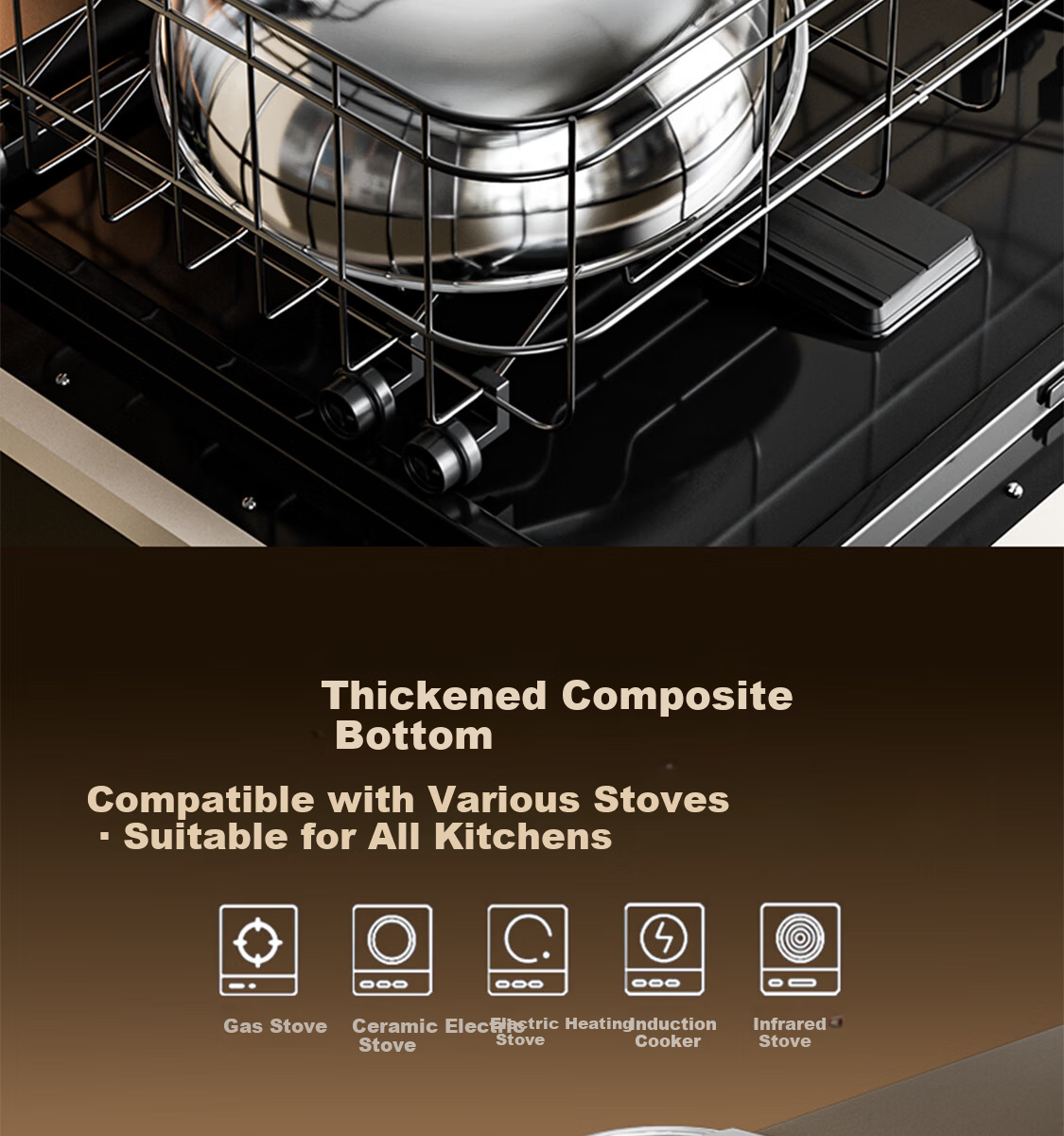 Kambach 5th Generation Pure Titanium Non-Coated Frying Pan Non-Stick Antibacterial 316L Stainless Steel Wok Compatible with Induction Cooker 16