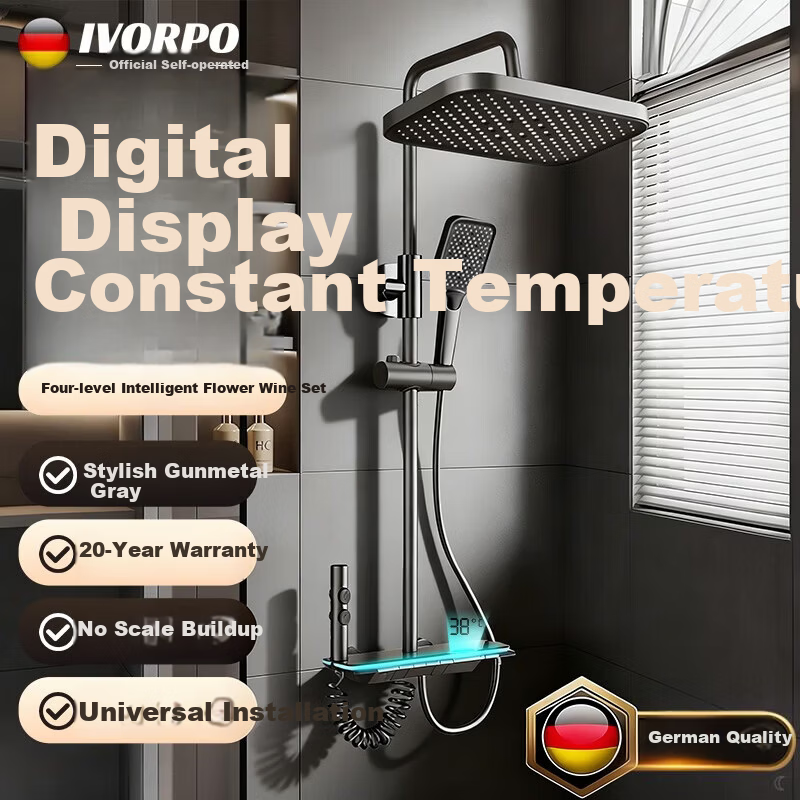 IVORPO [Germany] Smart Thermostatic Digital Display Self-Cleaning Shower Head Set Integrated Complete Shower System
