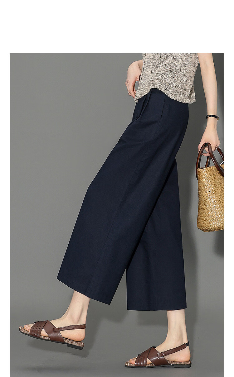 Demana [with Flax Cloud Oxygen Cotton] Summer Lightweight Breathable Straight-Leg Cropped Pants Slim Fit Petite Casual Pants for Women Premium 11
